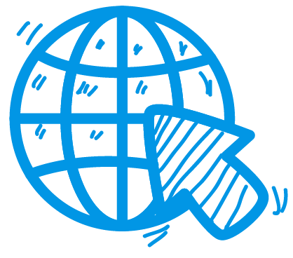A drawing of the internet globe icon with a pointer icon on top.
